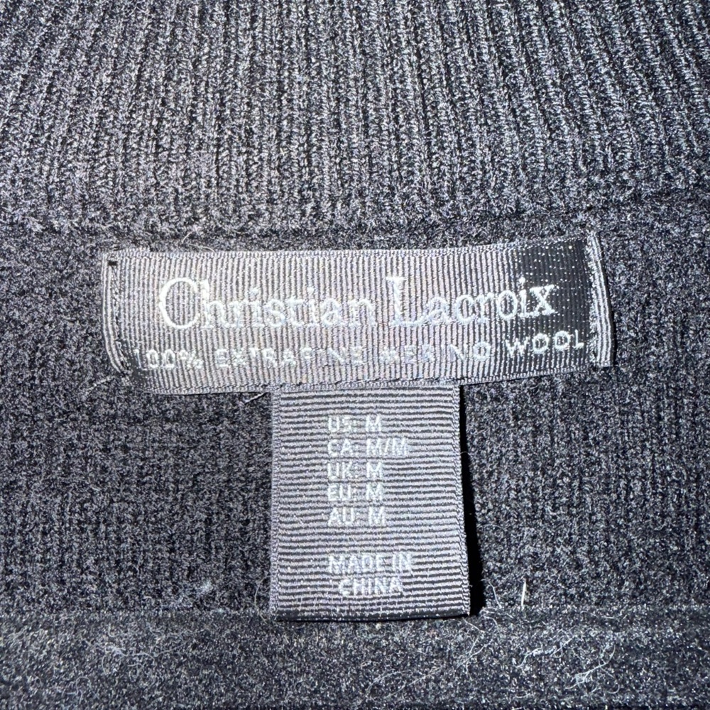 Christian Lacroix Women’s Black 100%Merino Wool Full Zip Jacket Sweater Size M - Picture 11 of 12